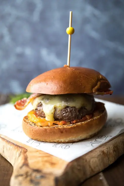 Dine Wedding Catering - Venison Burger with Maple Cured Crispy Bacon